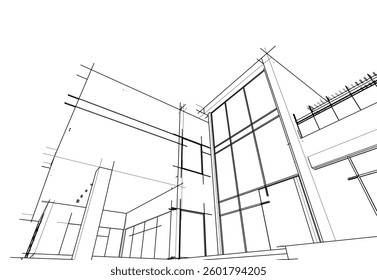 House building sketch architecture 3d illustration