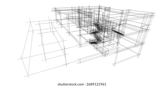 house building sketch architecture 3d illustration