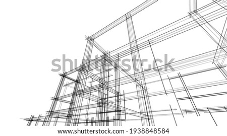 house building sketch architecture 3d illustration