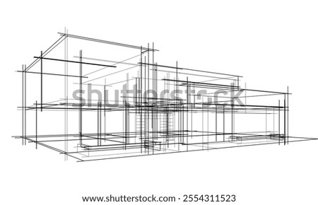 house building sketch architecture 3d illustration