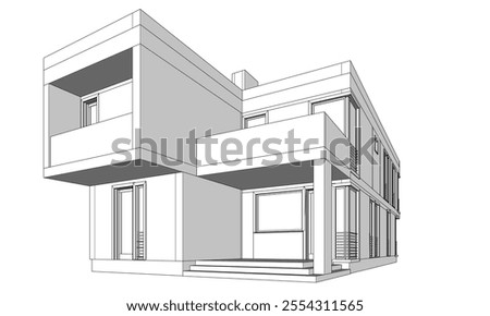 house building sketch architecture 3d illustration