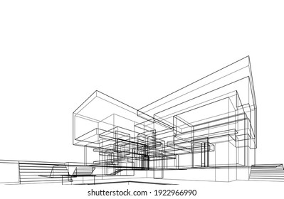 Bauskizzenarchitektur, Vektorgrafik 3D
