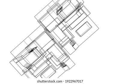 house building sketch architecture vector 3d illustration
