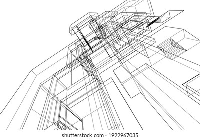 house building sketch architecture vector 3d illustration