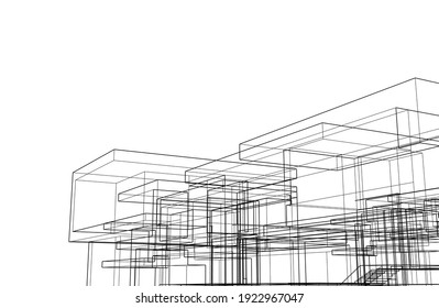 Bauskizzenarchitektur, Vektorgrafik 3D