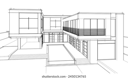 house building sketch architecture vector illustration