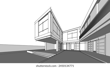 casa edificio boceto arquitectura Ilustración vectorial