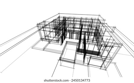 Hausbau Skizze Architektur Vektorillustration