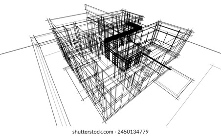 Hausbau Skizze Architektur Vektorillustration