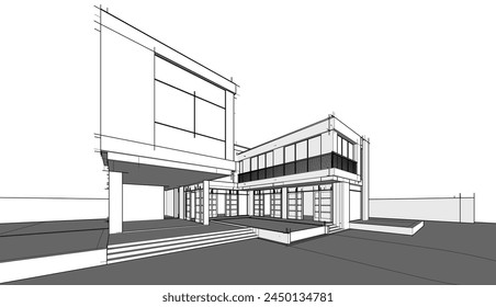 casa edificio boceto arquitectura Ilustración vectorial