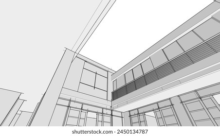 house building sketch architecture vector illustration
