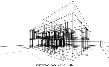 casa edificio boceto arquitectura Ilustración vectorial