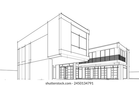 house building sketch architecture vector illustration