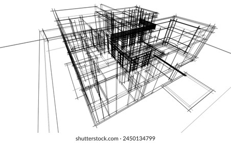 Hausbau Skizze Architektur Vektorillustration
