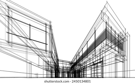 house building sketch architecture vector illustration