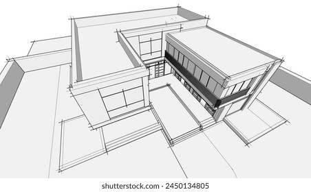 Hausbau Skizze Architektur Vektorillustration