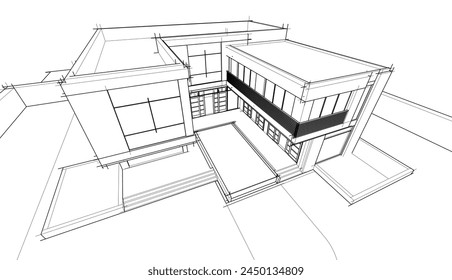 house building sketch architecture vector illustration