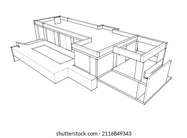 Skizze von Hausbauten, Vektorgrafik