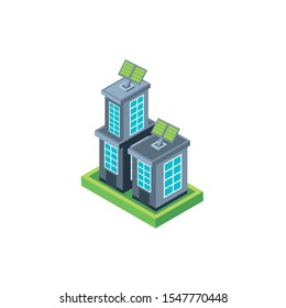 house building with solar panel on white background vector illustration design