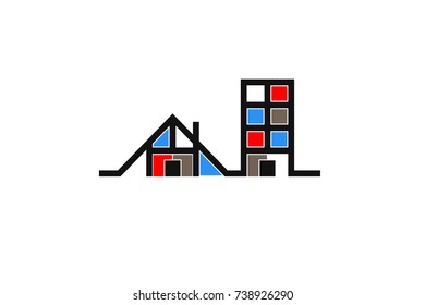 House and Building Squares Logo. Vector Illustration