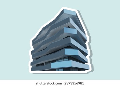 House Building Sticker vector illustration. Building and landmark object icon concept. Beautiful minimalist home front view with roof sticker design logo with shadow.