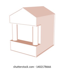House, building structure isolated on white background. Brown architectural structure. Mansion 3D. Graphic drawing for design. Vector illustration, eps10.