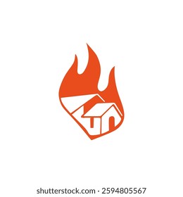 house building. vector of a house attacked by fire