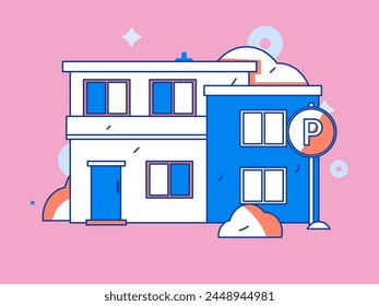 House building vector concept operation hand drawn illustration
