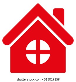 House Building vector icon. Flat red symbol. Pictogram is isolated on a white background. Designed for web and software interfaces.