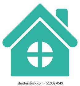 House Building vector icon. Flat cyan symbol. Pictogram is isolated on a white background. Designed for web and software interfaces.