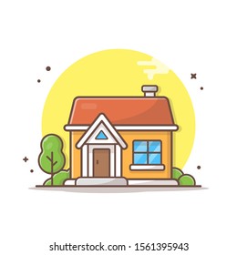 House Building Vector Icon Illustration. Building And Landmark Icon Concept White Isolated. Flat Cartoon Style Suitable for Web Landing Page, Banner, Sticker, Background