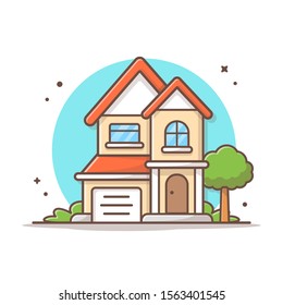 House Building Vector Icon Illustration. Building And Landmark Icon Concept White Isolated. Flat Cartoon Style Suitable for Web Landing Page, Banner, Sticker, Background