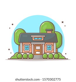 House Building Vector Icon Illustration. Building And Landmark Icon Concept White Isolated. Flat Cartoon Style Suitable for Web Landing Page, Banner, Sticker, Background