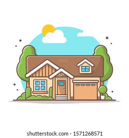 House Building Vector Icon Illustration. Building And Landmark Icon Concept White Isolated. Flat Cartoon Style Suitable for Web Landing Page, Banner, Sticker, Background