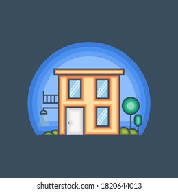 House building vector icon illustration. With the color palette