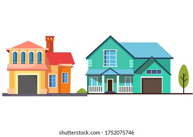 Cartoon House Facade Different Styles Stock Vector (Royalty Free ...