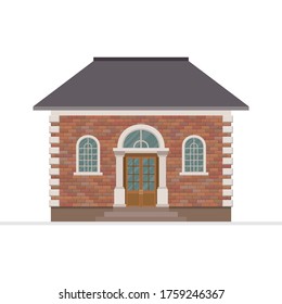 Ilustración vectorial del edificio de la casa aislada en fondo blanco