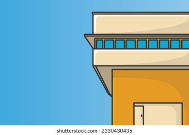 House Building vector illustration. Building and landmark object icon concept. Modern city house flat vector design on blue background. Modern flat commercial building, house building logo design.