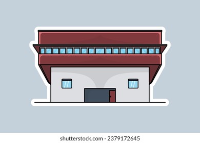 Hausbau, Vektorgrafik. Bauen und Wahrzeichen-Symbol-Konzept. Schöner minimalistischer Blick auf das Haus mit Dachvektor-Design. Modernes, weißes Wohnhaus-Design.