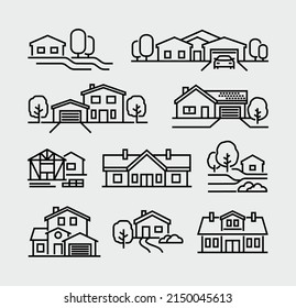 House Building Vector Line Icons