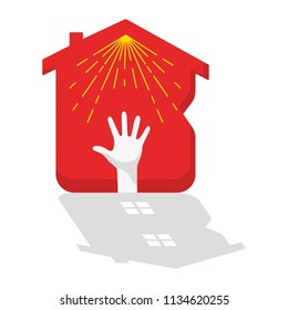 House building with windows dynamic letter B red and white logotype