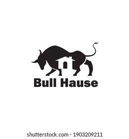 house bull logo design vector illustration