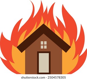 House burning. Emergency color icon. Blaze damage