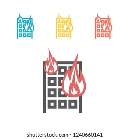 House is burning line icon. Vector sign for web graphic.