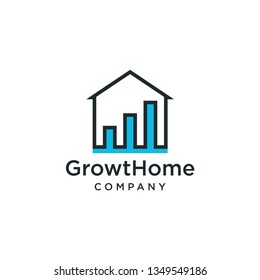 house with a business chart. logo vector template for real estate, mortgage, property business.
