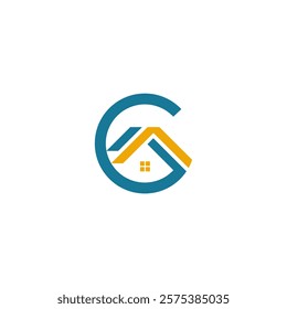 House business innovation. CG house logo. CC house icon inspiration vector real estate, building, GA home.