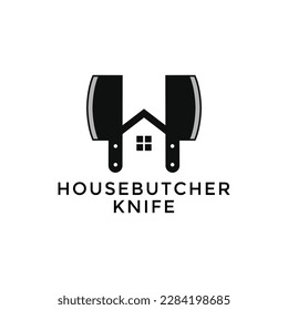 house butcher knife logo design