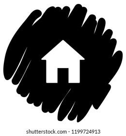 House button icon vector illustration on black background. Eps10