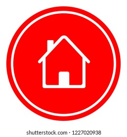 House button icon vector illustration on red background. Eps10