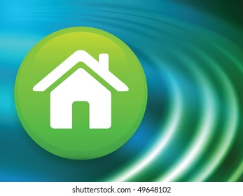 House Button on Abstract Liquid Wave Background Original Vector Illustration